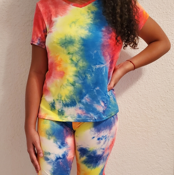 Other - TIE DYE BIKER SHORTS SET